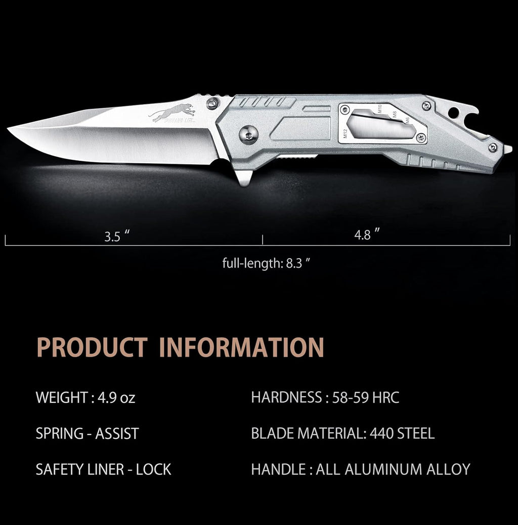 Leopard's Edge Stainless Steel Multipurpose Pocket Knife - Ergonomic Design EDC