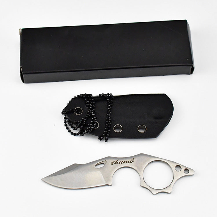 THUMB Mini Fixed Blade Neck Knife - Skeleton Design EDC with Sheath