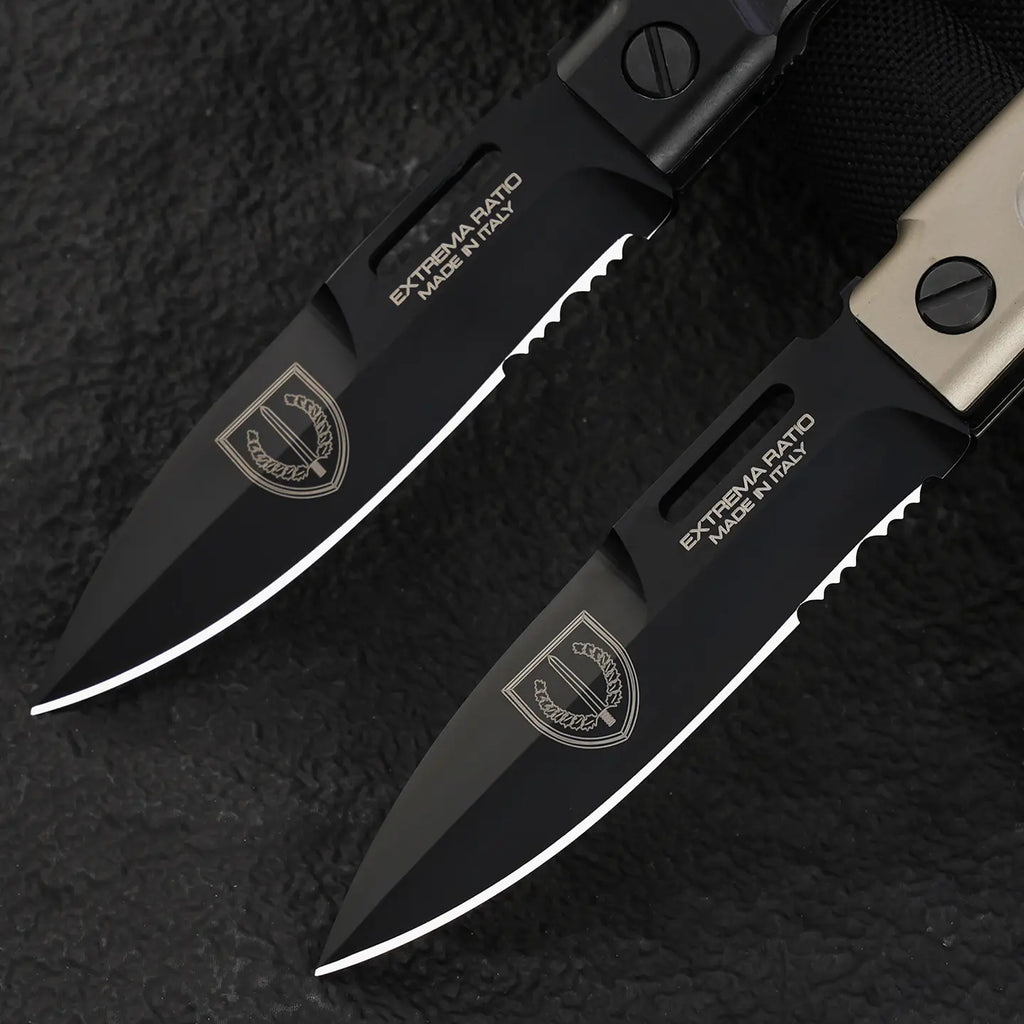Folding Knife Tactical Knife N690C Steel Finger Ring Design Black Finish EDC Knife First Responder