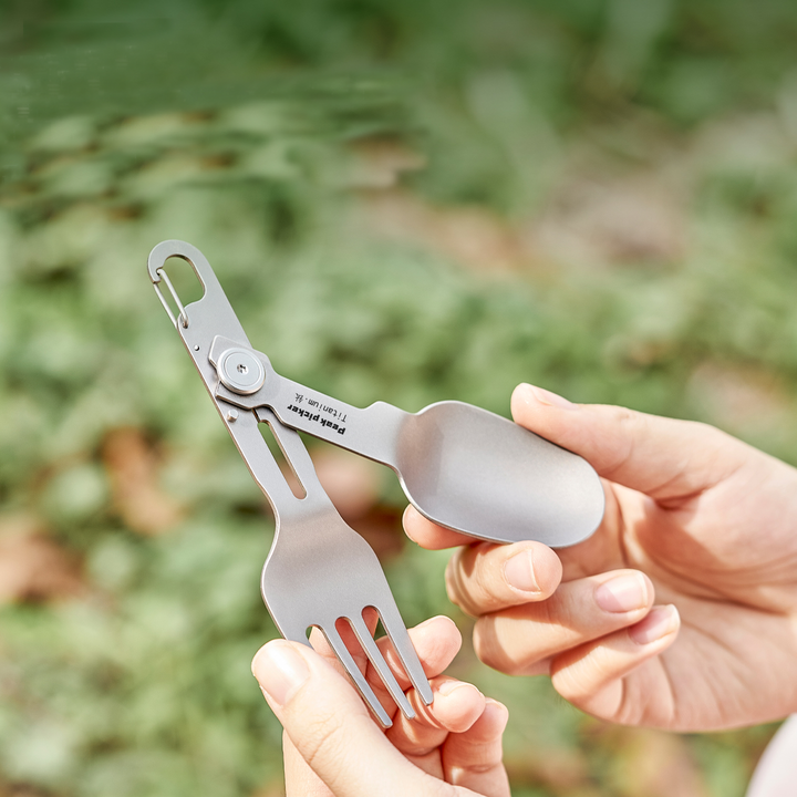 TrailTitan Foldable Titanium Cutlery Set - Ultra-Light Camping Utensils