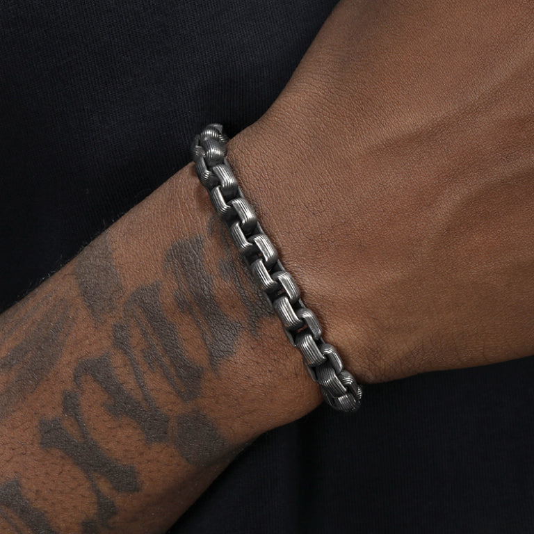 RustEdge Titanium Steel Industrial Punk Bracelet - Oxidized Finish