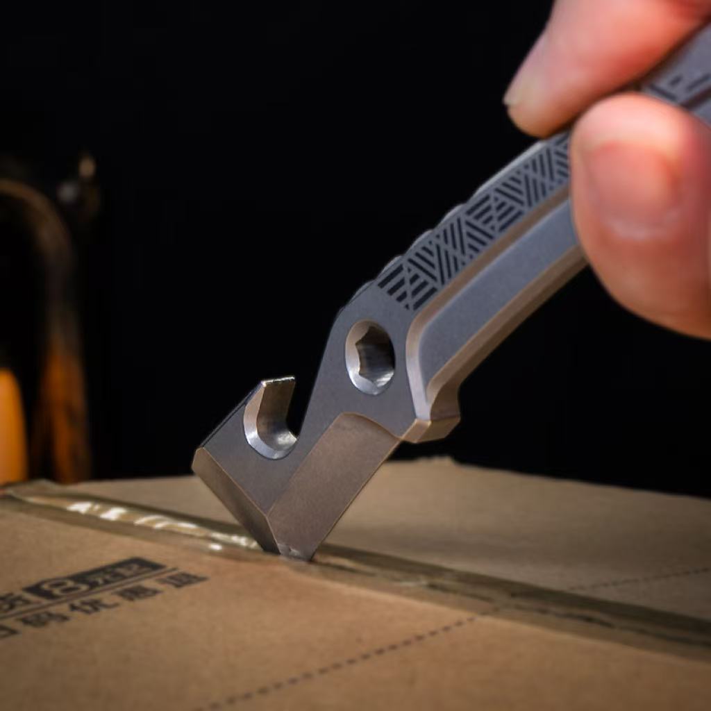 Ironclad Pry Titanium Multi-Tool Bar - TC21 Alloy 7mm Thick with Stonewashed Finish EDC