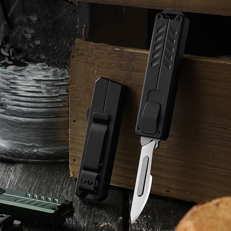 OTF Utility Knife Aluminum Replaceable Blade EDC Box Cutter Compact Pocket Knife