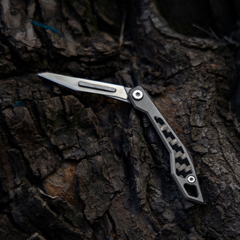 WaspArmor Blade Titanium Micro Folding Scalpel Knife - Surgical Blade EDC Keychain