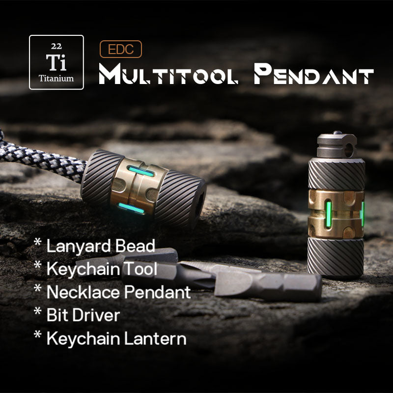 ScrewMaster Titanium EDC Pendant - Lanyard Bead with Hidden Bit Driver & Tritium Slots