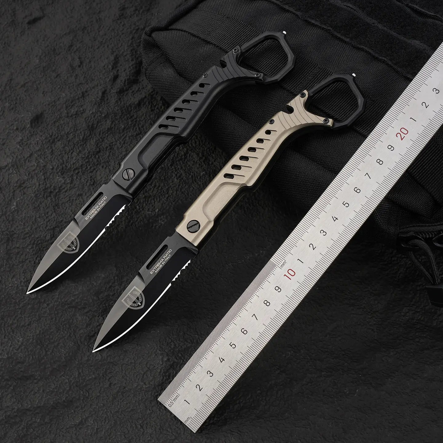 Folding Knife Tactical Knife N690C Steel Finger Ring Design Black Finish EDC Knife First Responder