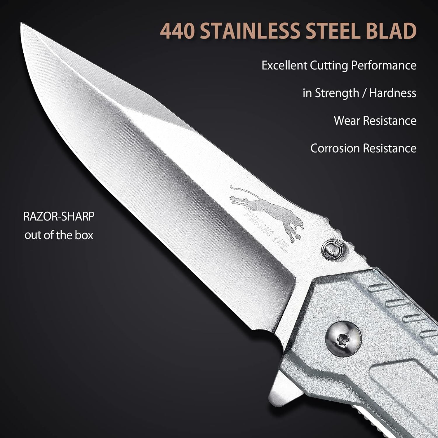 Leopard's Edge Stainless Steel Multipurpose Pocket Knife - Ergonomic Design EDC