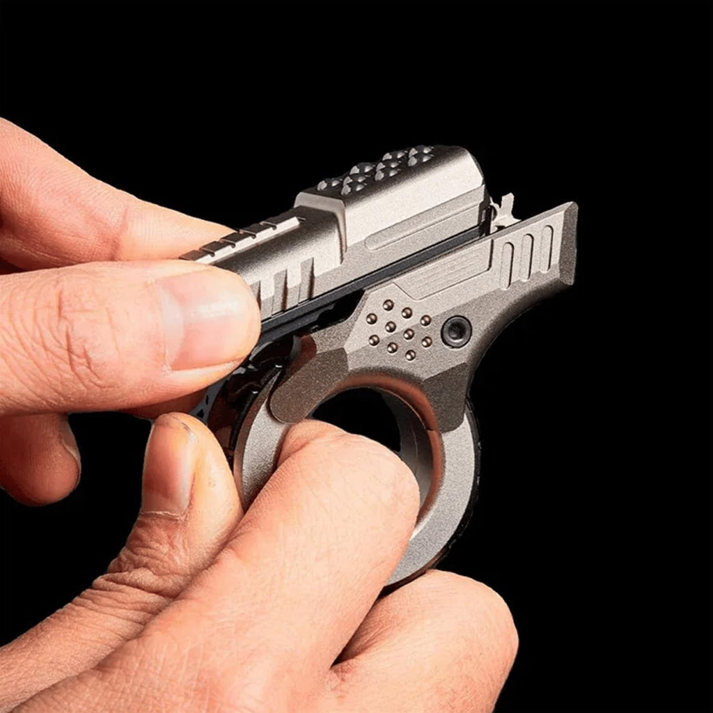 Mini Marksman Titanium Magnetic Fidget Toy - Metal with Pop Push Press, Slider & Ratchet Ring