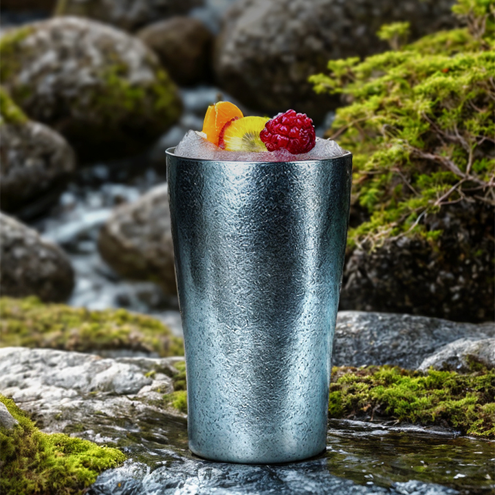 Titanium Cup Double Wall Aurora Crystal Insulated Camping Beer Coffee Mug Outdoor