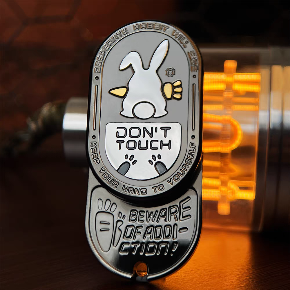 Fidget Slider Stainless Steel Bunny Engraving Ding Sound Multi-Directional EDC Stress Relief ADHD