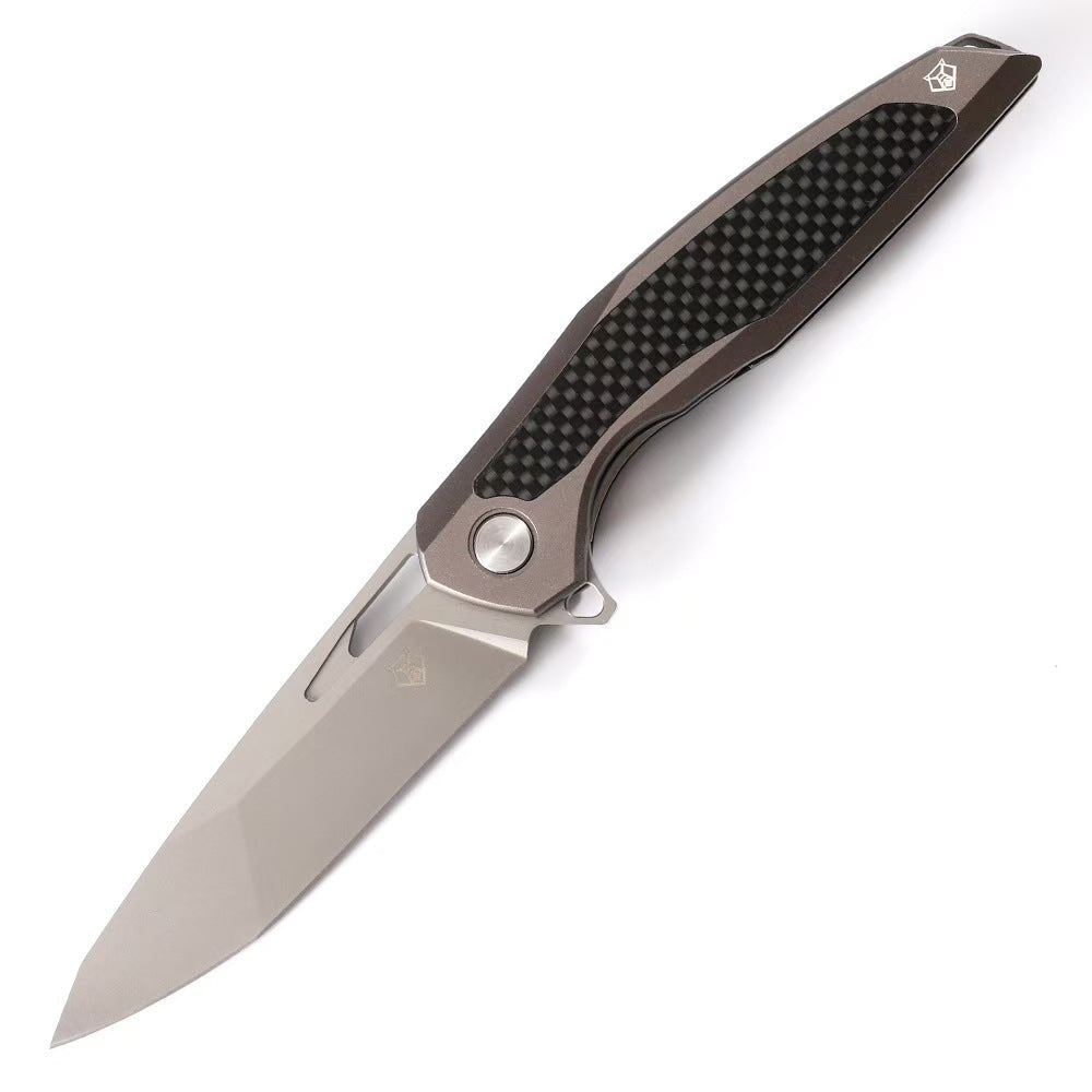Razor-Edge Bear Claw D2 Steel Folding Knife - Carbon Fiber & Rosewood Options
