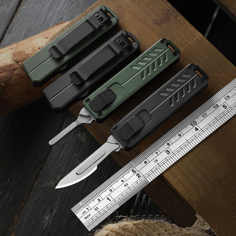OTF Utility Knife Aluminum Replaceable Blade EDC Box Cutter Compact Pocket Knife