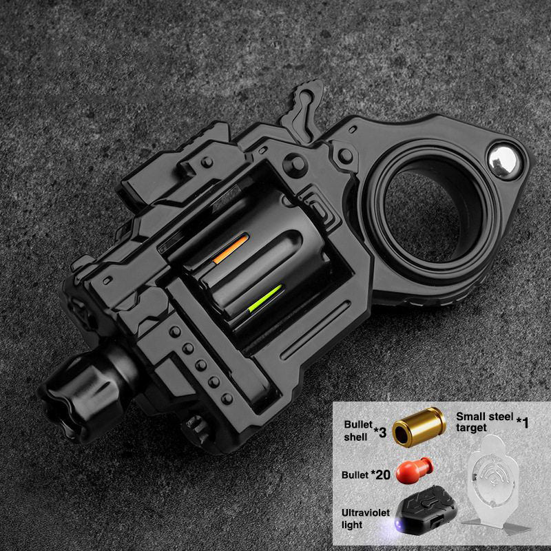 Pocket Flash Alloy Revolver Toy Gun - LED Light Metal EDC Fidget with Soft Darts