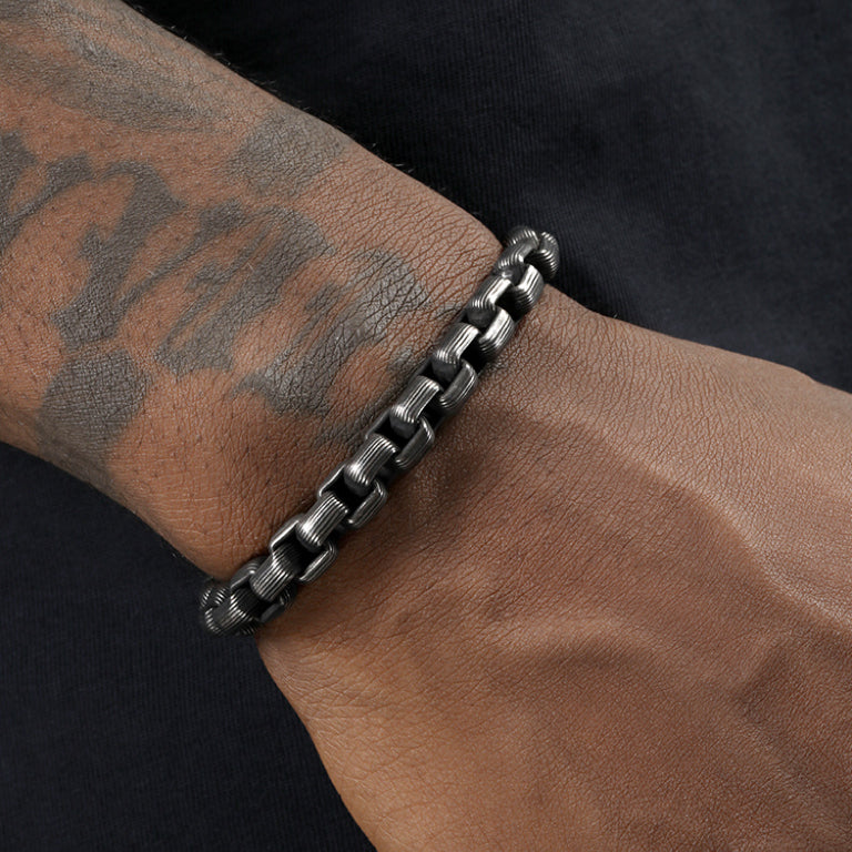 RustEdge Titanium Steel Industrial Punk Bracelet - Oxidized Finish