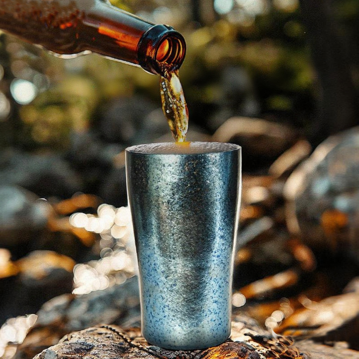 Titanium Cup Double Wall Aurora Crystal Insulated Camping Beer Coffee Mug Outdoor