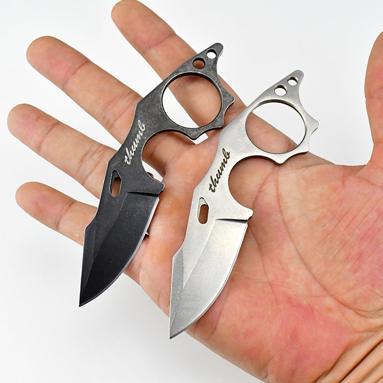 THUMB Mini Fixed Blade Neck Knife - Skeleton Design EDC with Sheath