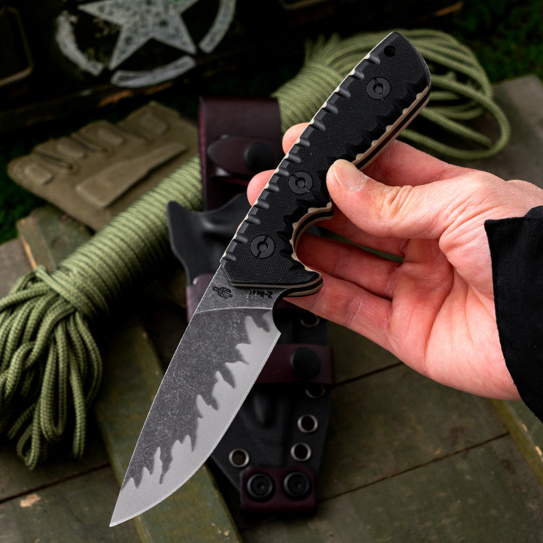 Tiger Edge A8 Tactical Fixed Blade Knife - Tiger-Pattern Steel 60 HRC with G10 Handle