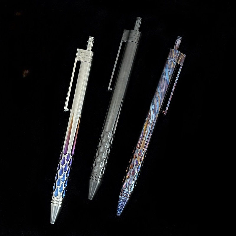 Titanium Pen – CNC Engraved Titanium / Zirconium / Damascus Steel Writing Pen