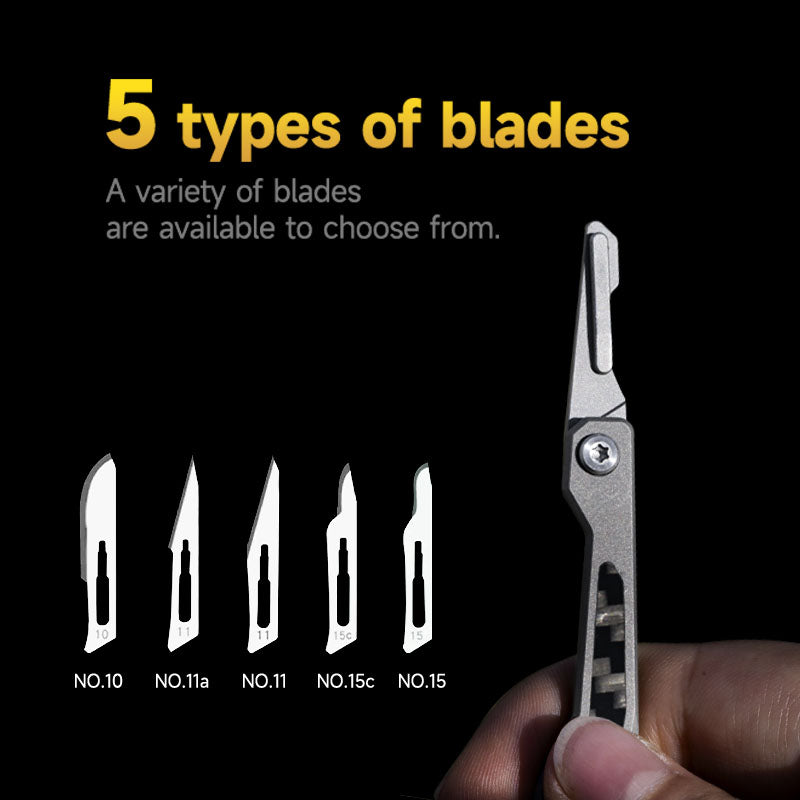 WaspArmor Blade Titanium Micro Folding Scalpel Knife - Surgical Blade EDC Keychain