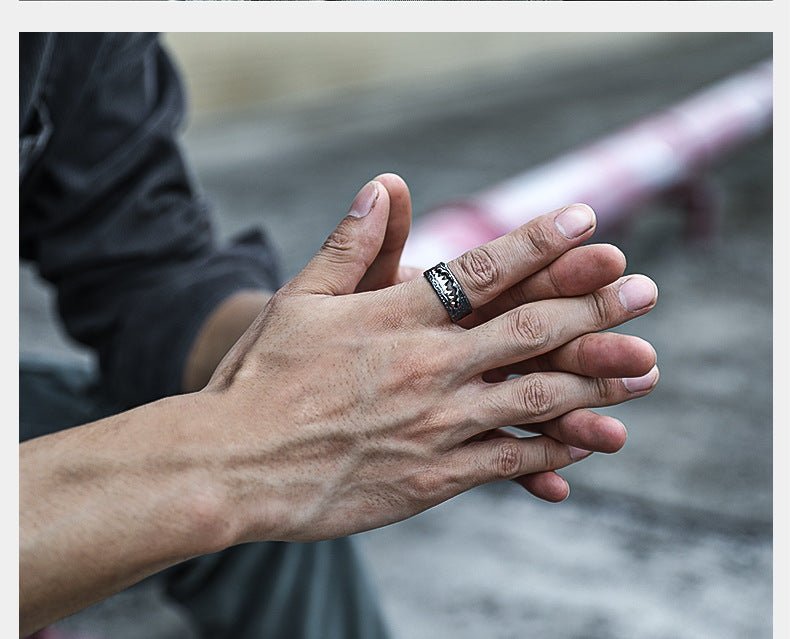 Venom Silver Plated Brass Ring - Handmade Adjustable Punk Biker Jewelry