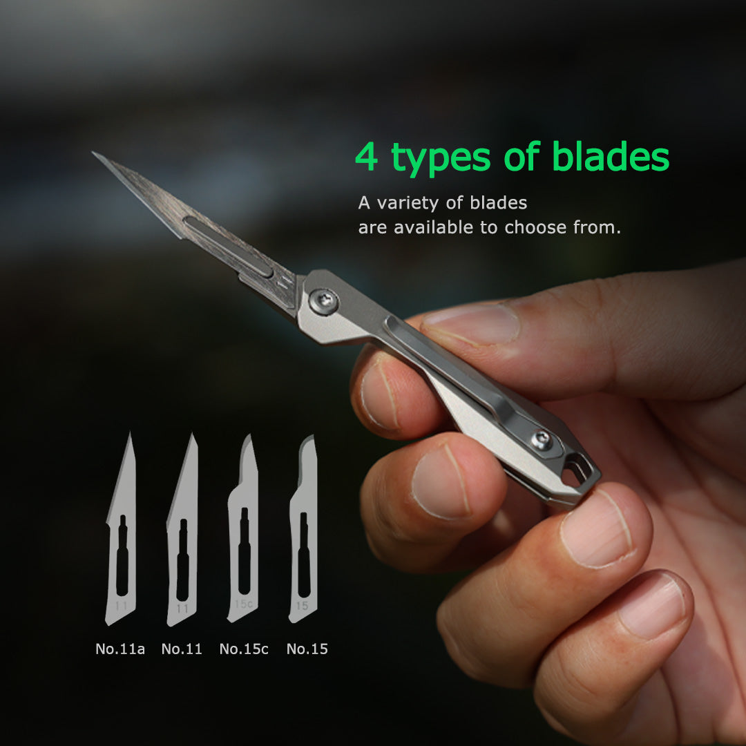 Titanium Scalpel Knife GR5 Micro Folding Replaceable Blade EDC TSA Compliant Travel