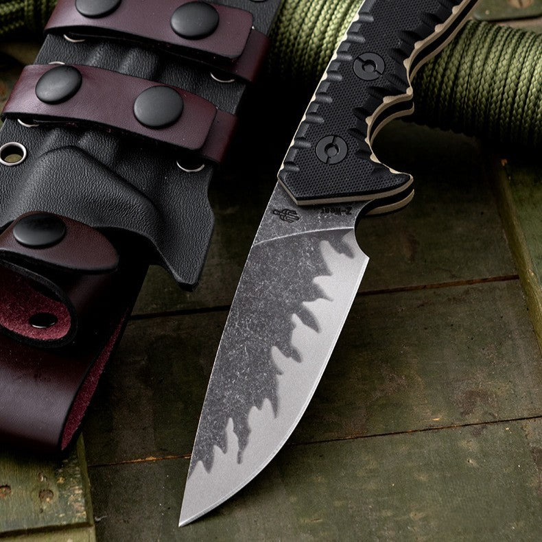 Tiger Edge A8 Tactical Fixed Blade Knife - Tiger-Pattern Steel 60 HRC with G10 Handle