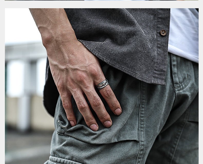 Venom Silver Plated Brass Ring - Handmade Adjustable Punk Biker Jewelry