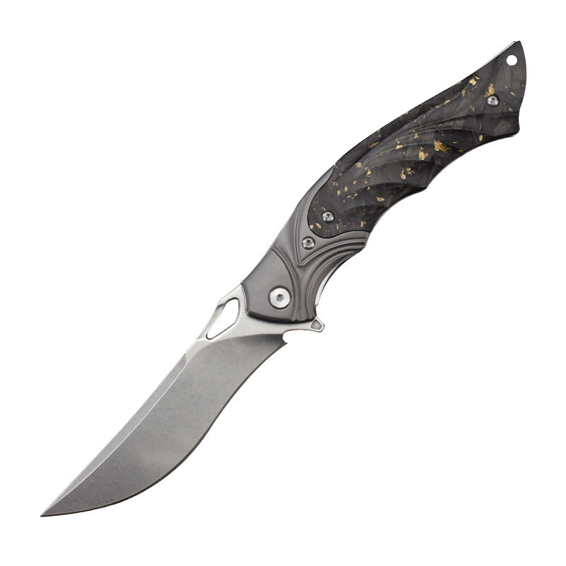 Night Owl M390 Damascus Tactical Folding Knife - Carbon Fiber Handle