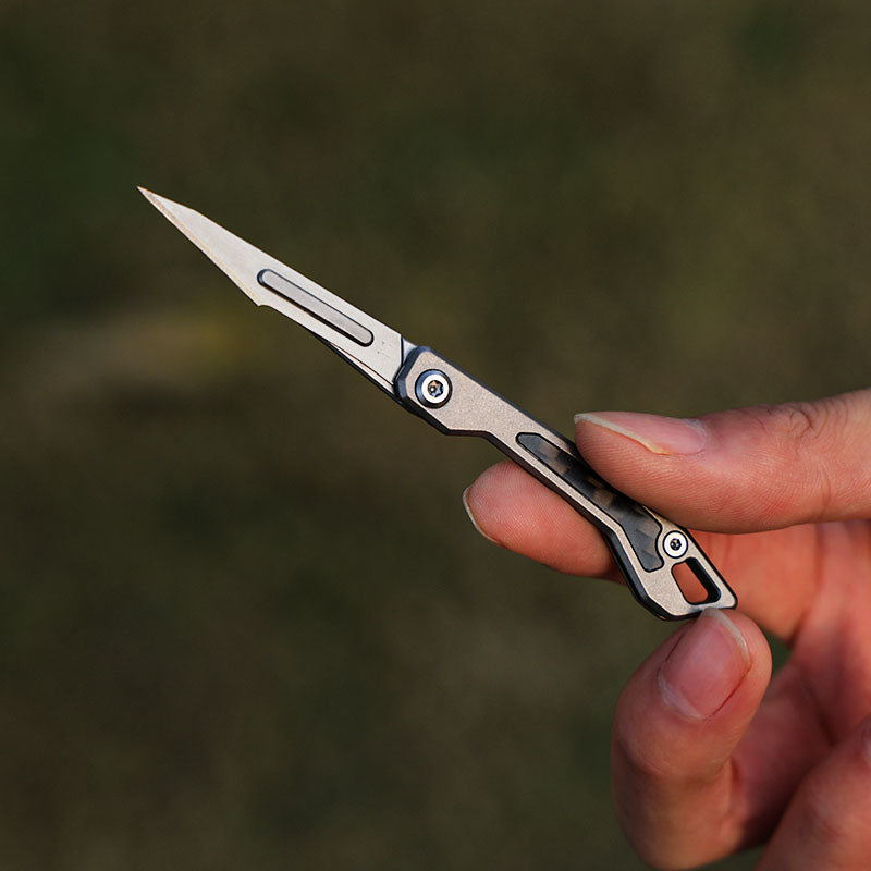 WaspArmor Blade Titanium Micro Folding Scalpel Knife - Surgical Blade EDC Keychain