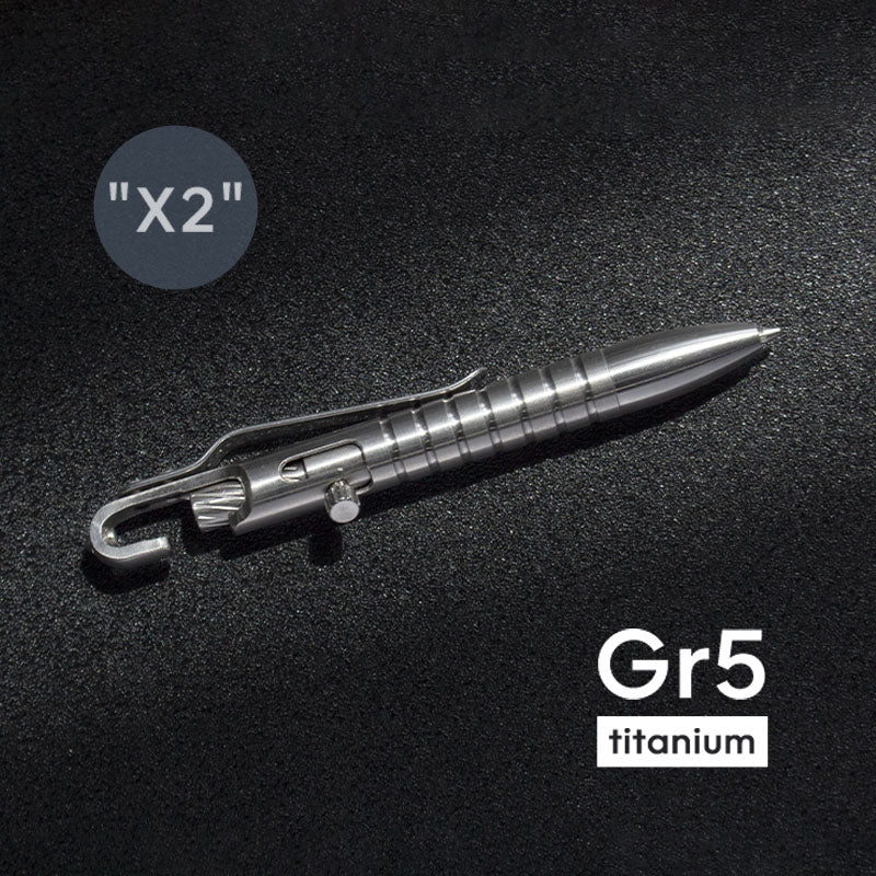 Ultimate GR5 Titanium Bolt Action Pen - Waterproof EDC with Secure Hook