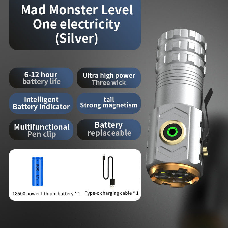 3-Eye Monster Flashlight | Ultra Bright Triple-LED Torch | Magnetic Tail & Clip
