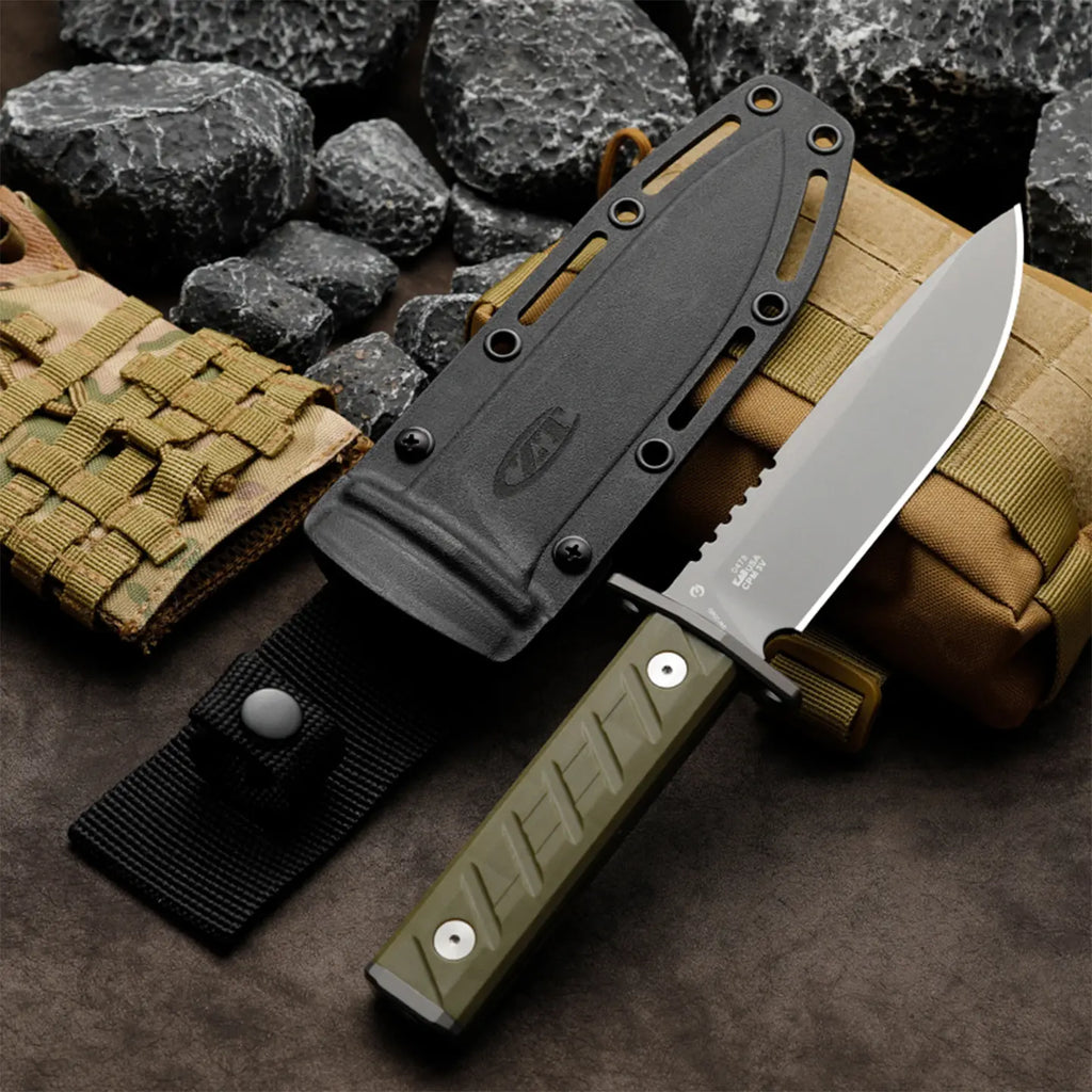 Survival Knife Fixed Blade Knife 7Cr Steel Titanium Coating Hunting Knife Camping Bushcraft Tactical