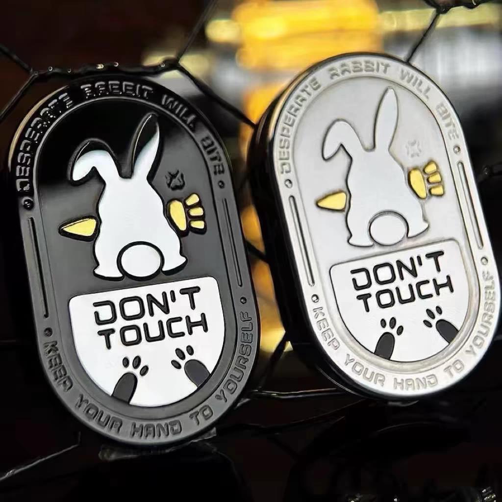 Fidget Slider Stainless Steel Bunny Engraving Ding Sound Multi-Directional EDC Stress Relief ADHD