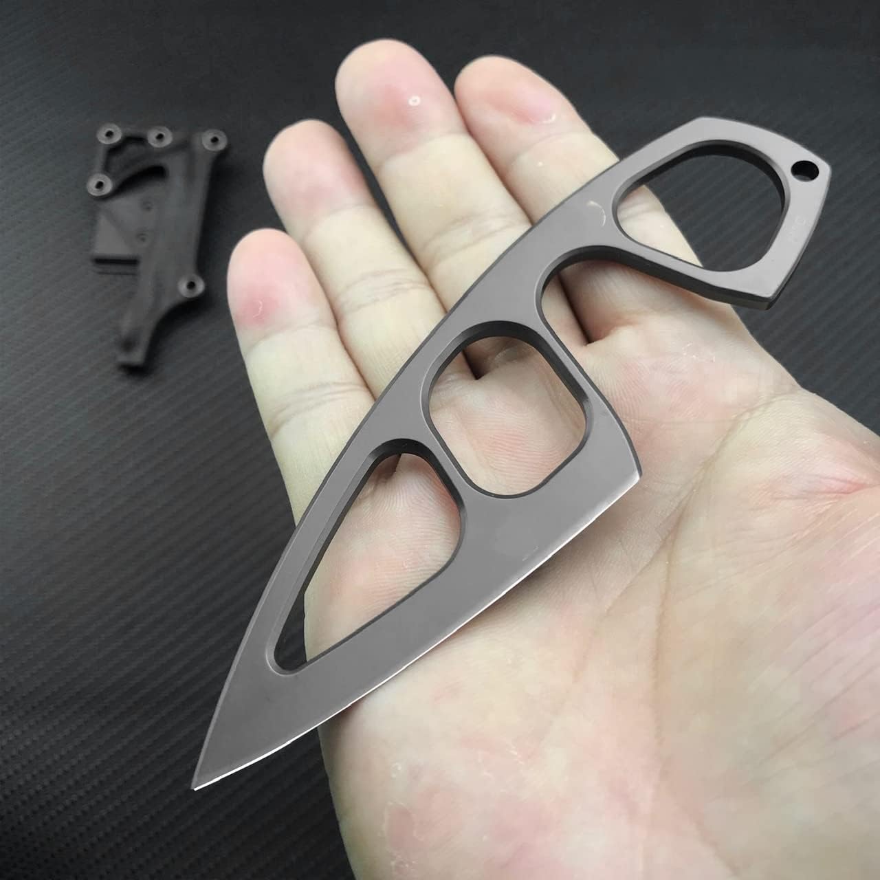 Iron Fang 440C Stainless Steel Fixed Blade Knife - Titanium Oxide Coating Multi-Grip EDC