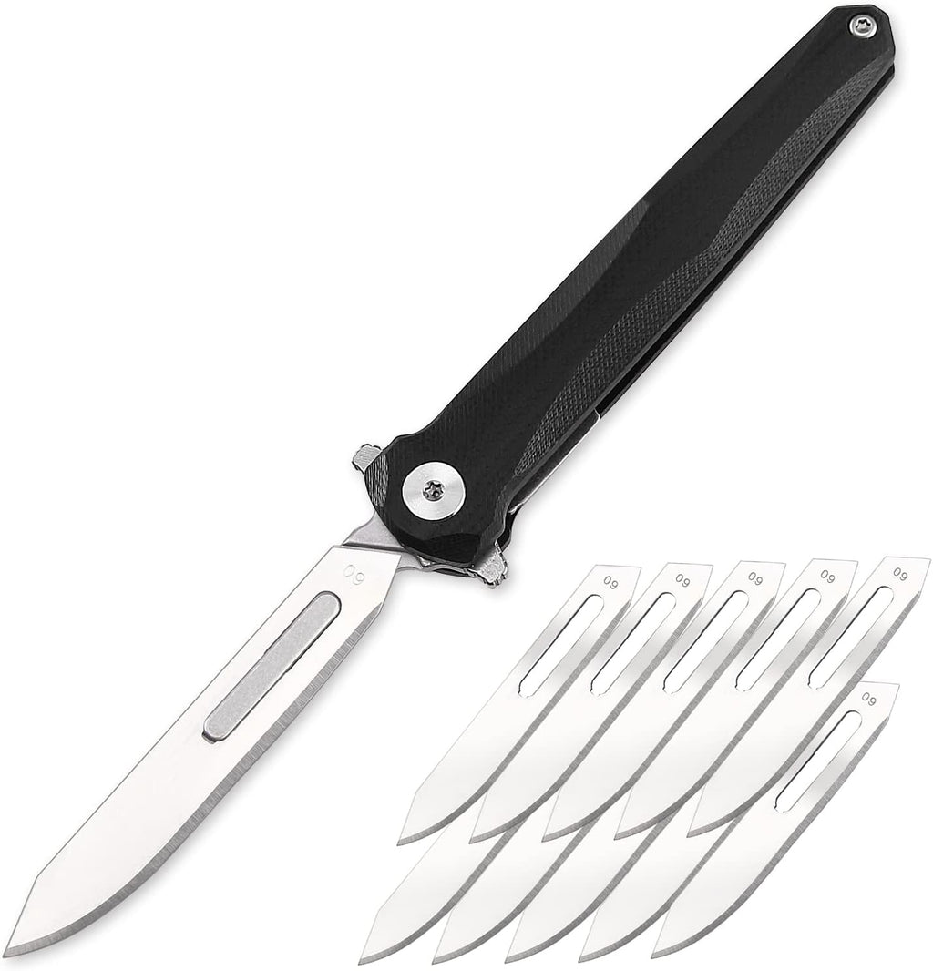ViperFold Folding Scalpel Knife | Carbon Steel Blade | G10 Handle + 10 Blades