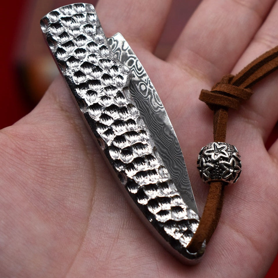 Folding Knife Damascus Steel Pocket Knife Compact Keychain EDC Knife Collector Knife