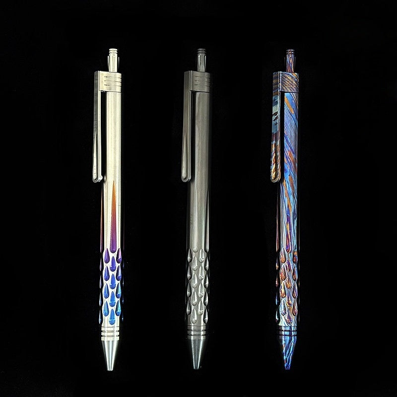 Titanium Pen – CNC Engraved Titanium / Zirconium / Damascus Steel Writing Pen