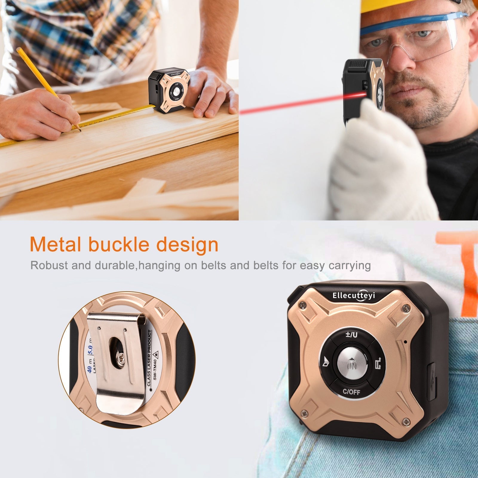 Laser Tape Measure 2-in-1 135ft USB Rechargeable Digital Construction DIY Professional