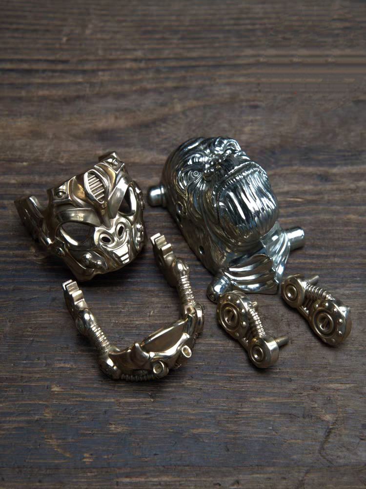 Bronze Mechanical Gorilla Skull Mask - Interactive EDC Art