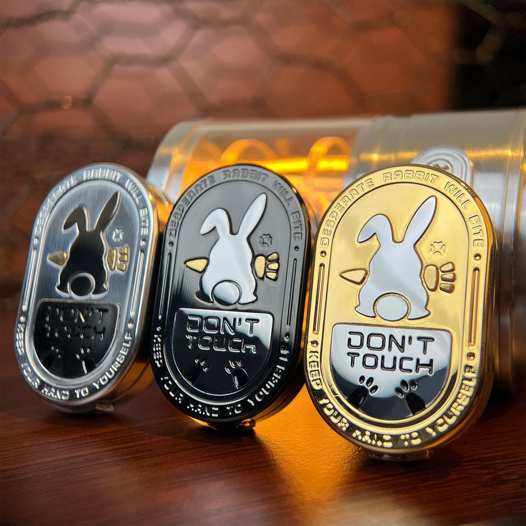 Fidget Slider Stainless Steel Bunny Engraving Ding Sound Multi-Directional EDC Stress Relief ADHD