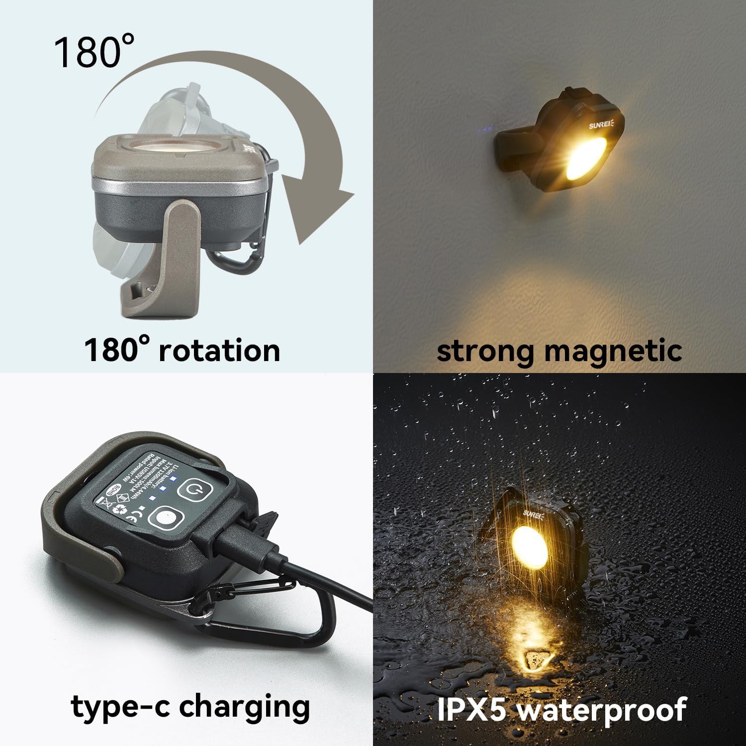 RuggedCompass Keylight - 500LM Rotating Keychain Flashlight with 4 Color Temps