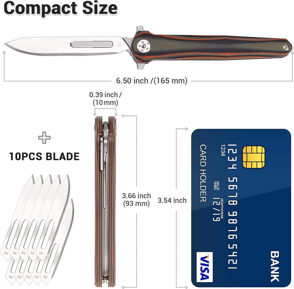 ViperFold Folding Scalpel Knife | Carbon Steel Blade | G10 Handle + 10 Blades
