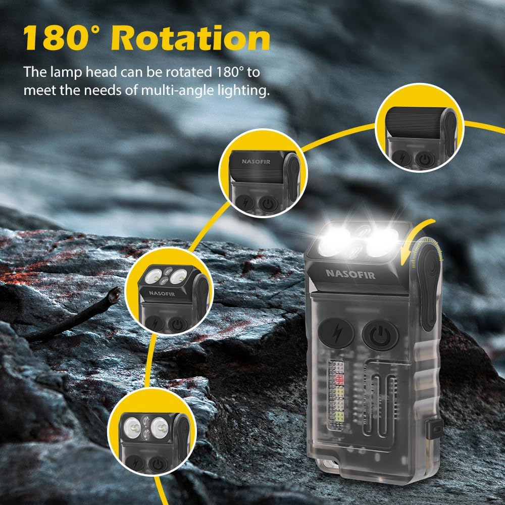 EDC Flashlight 1200 Lumens Emergency Buzzer UV Red Light IP67 Waterproof Magnetic