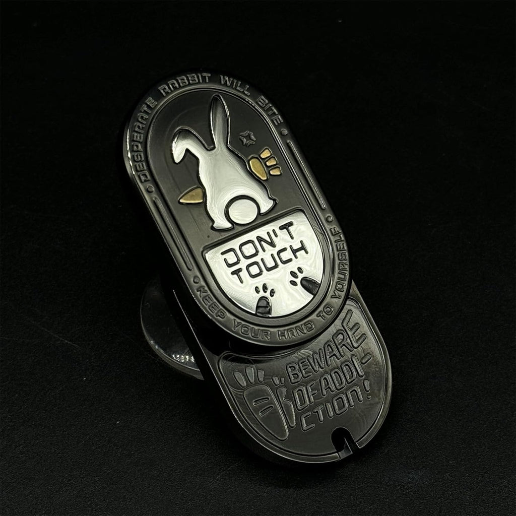 Fidget Slider Stainless Steel Bunny Engraving Ding Sound Multi-Directional EDC Stress Relief ADHD