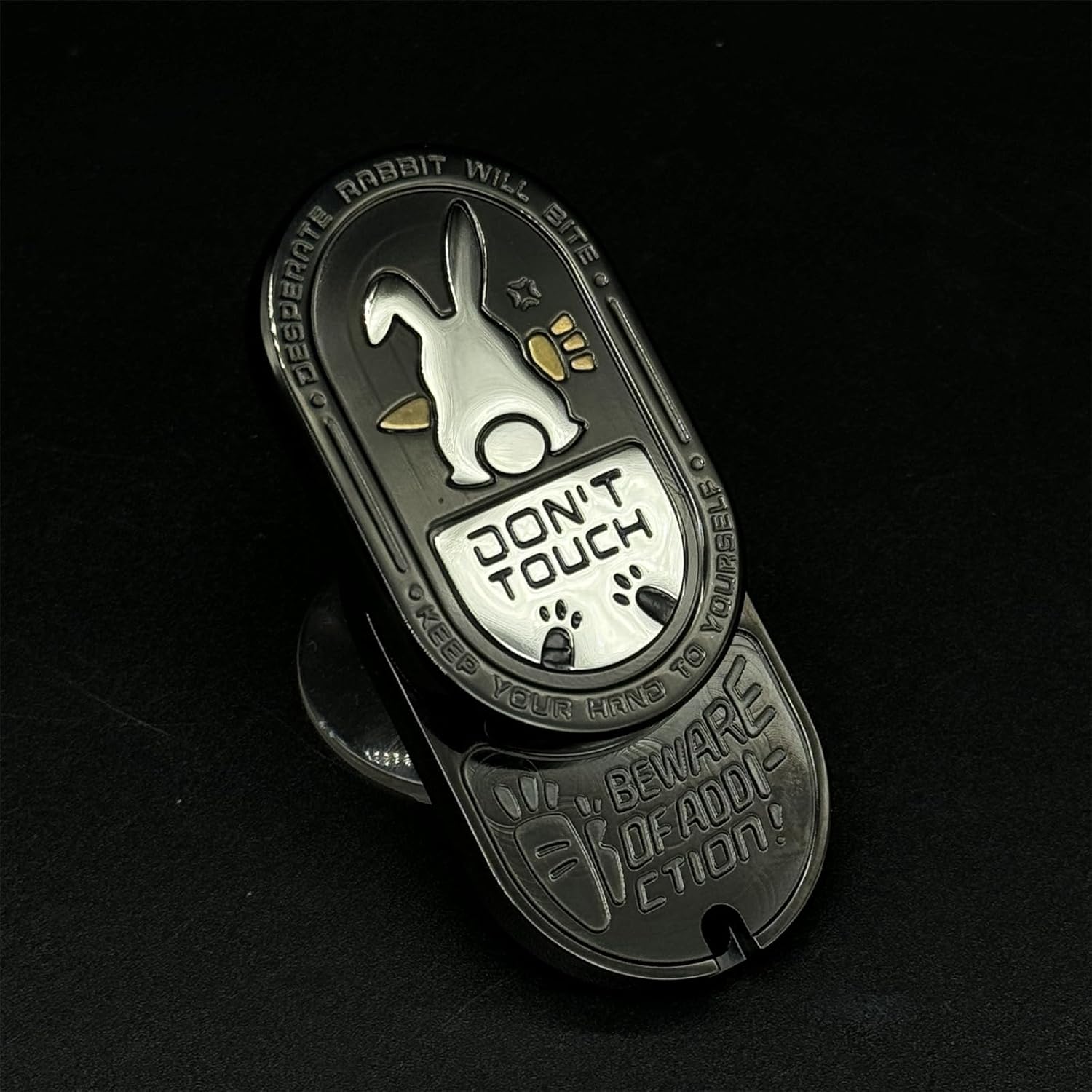 Fidget Slider Stainless Steel Bunny Engraving Ding Sound Multi-Directional EDC Stress Relief ADHD