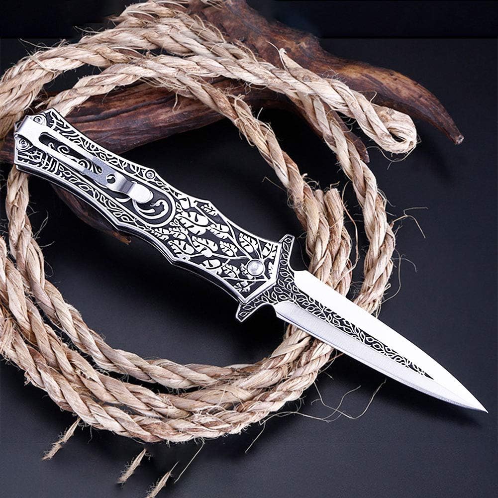 Pocket Knife Japanese Engraving One Hand Opening Liner Lock Stainless Steel EDC Collector