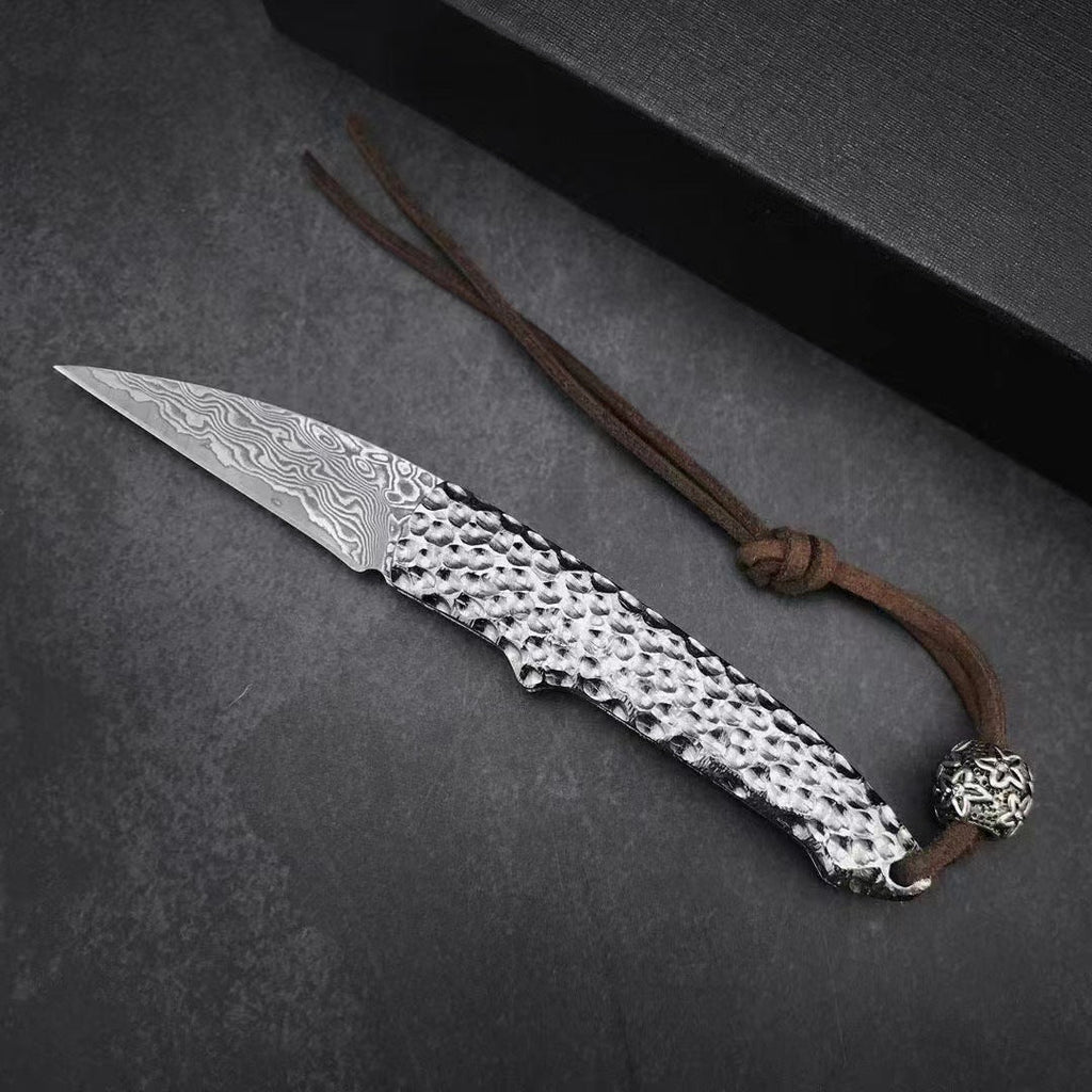 Folding Knife Damascus Steel Pocket Knife Compact Keychain EDC Knife Collector Knife