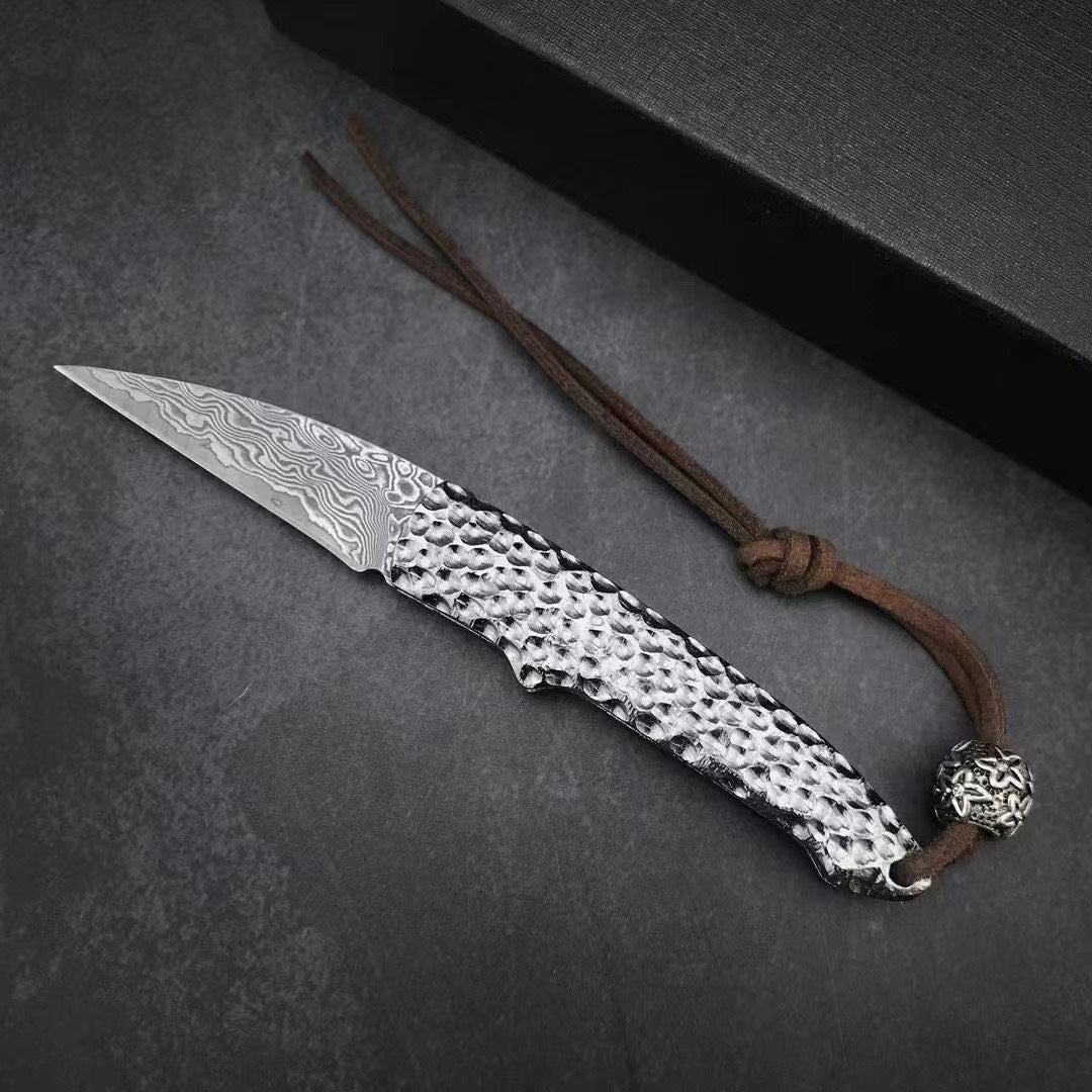 Folding Knife Damascus Steel Pocket Knife Compact Keychain EDC Knife Collector Knife