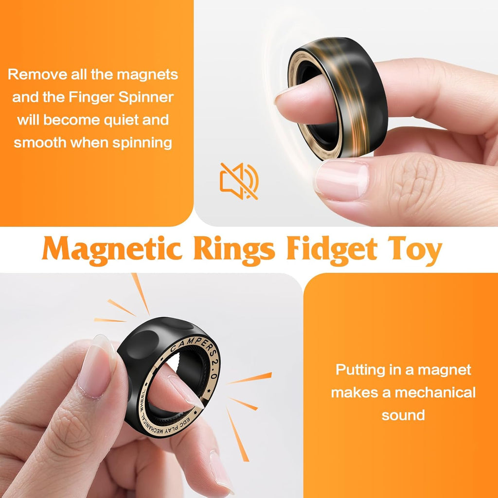 RelaxiSpin Magnetic Fidget Rings - Stainless Steel & Brass Spinner Rings