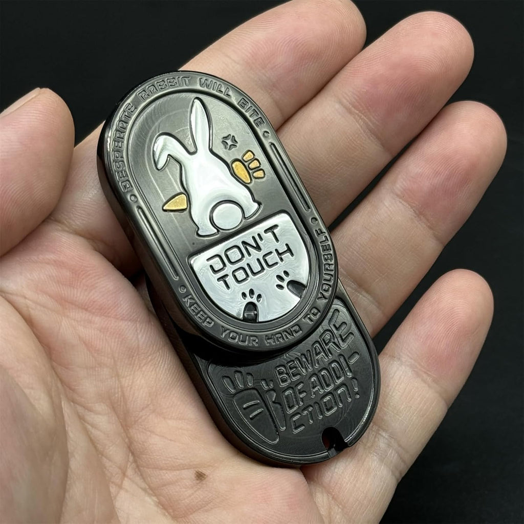 Fidget Slider Stainless Steel Bunny Engraving Ding Sound Multi-Directional EDC Stress Relief ADHD